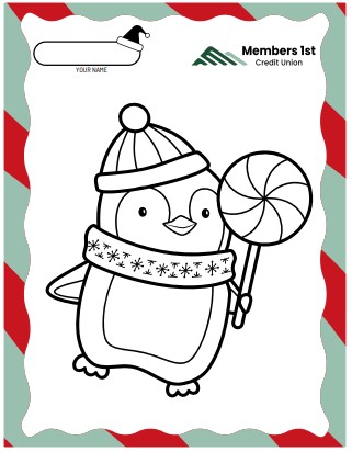 Penguin with a lolli-pop Coloring Page