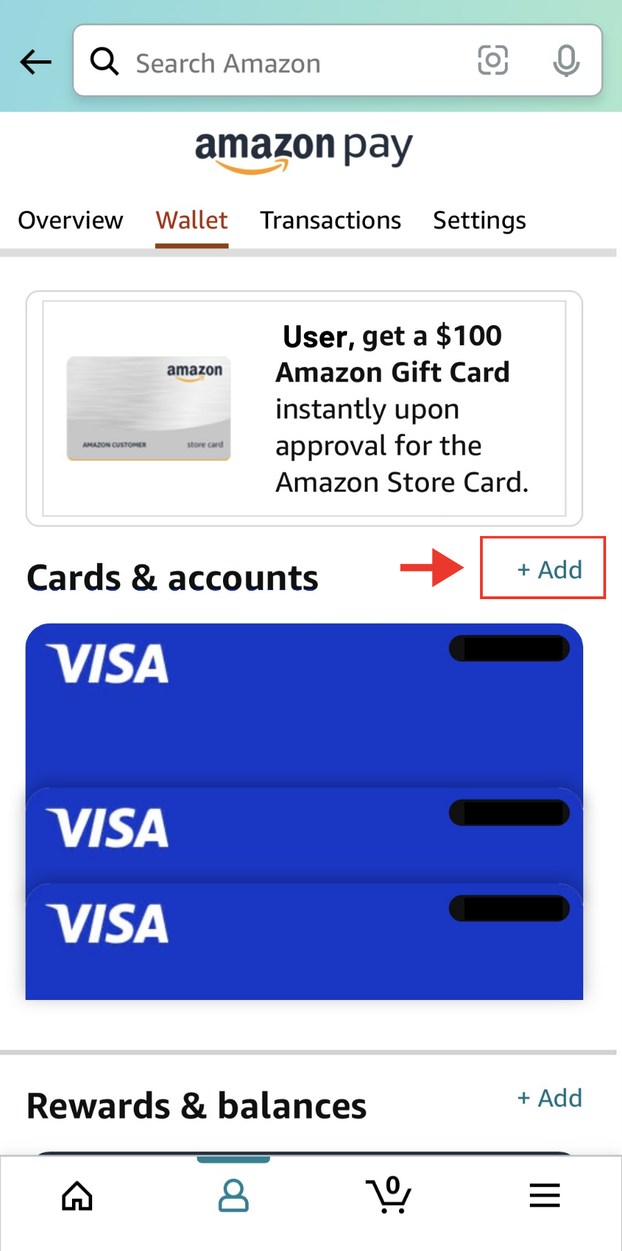 amazon account wallet screenshot