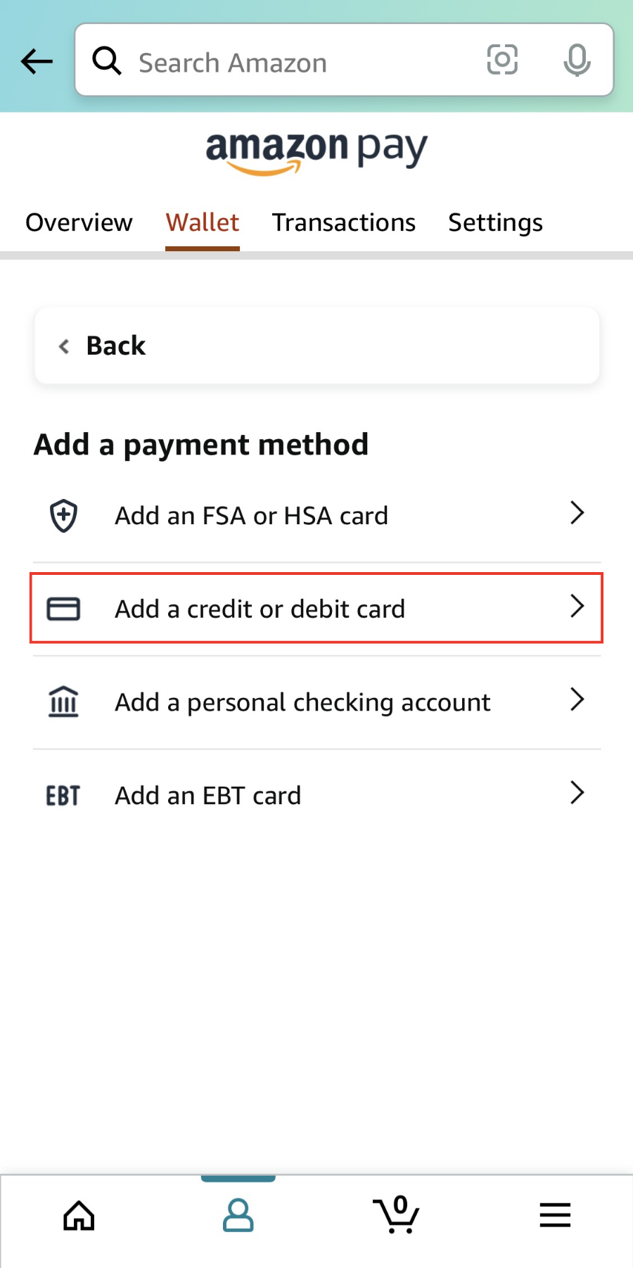 add card in amazon wallet