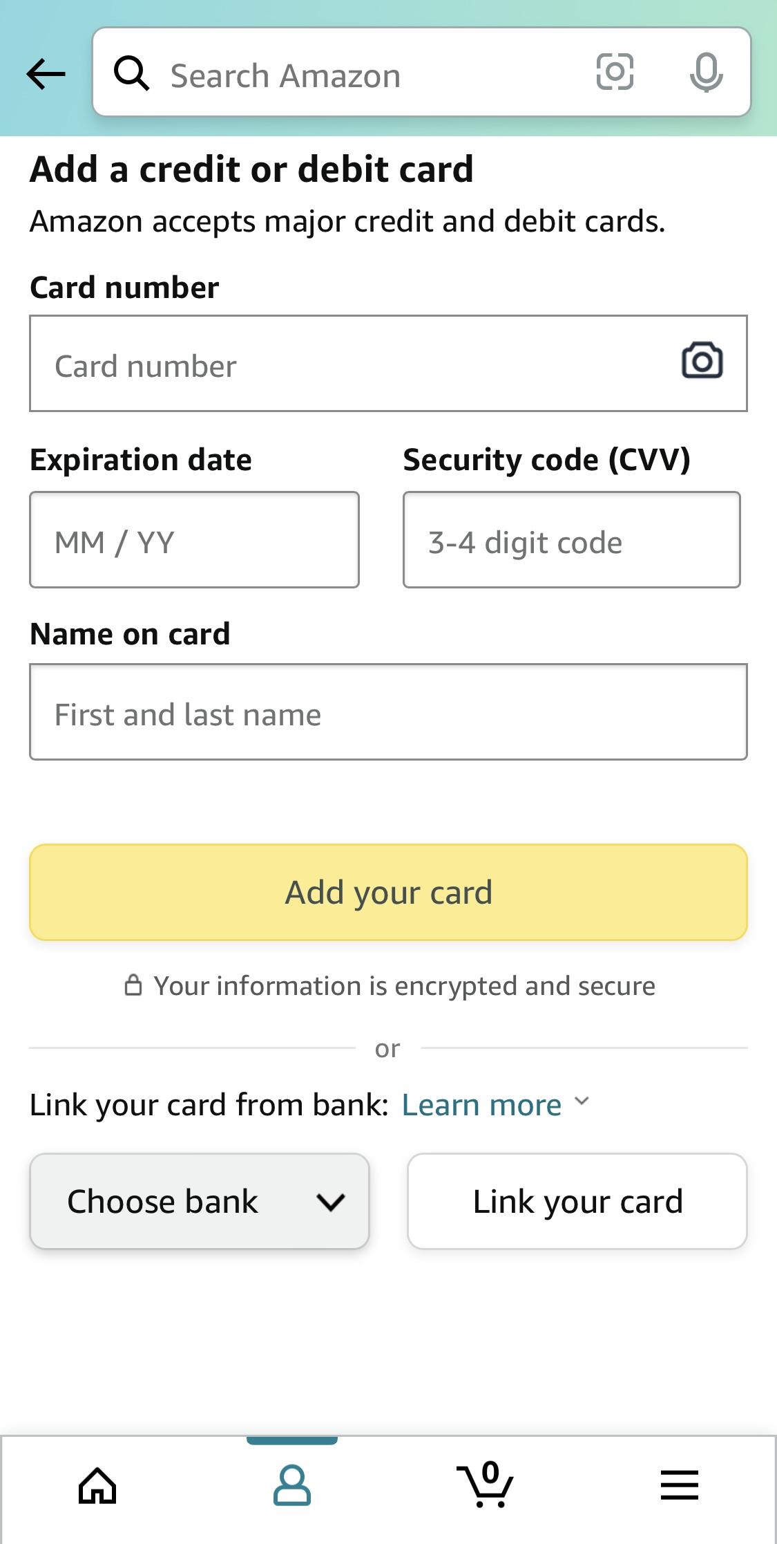 amazon add a credit or debit card screenshot