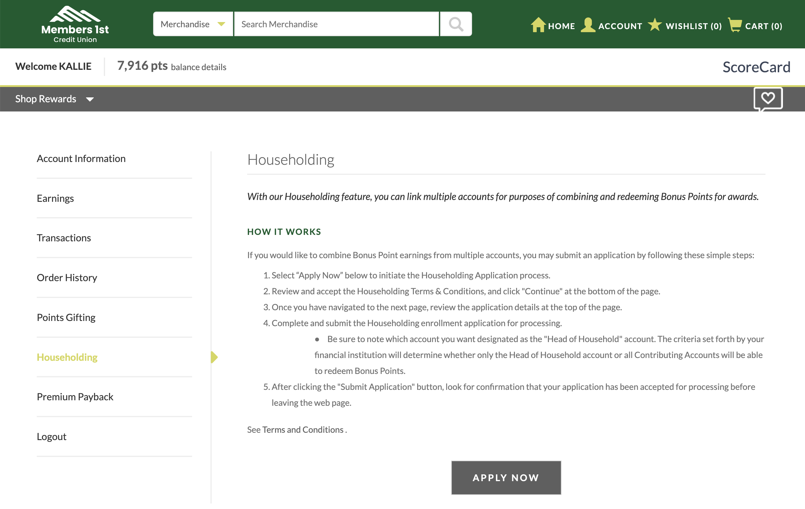 Householding page