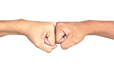 two fists hitting knuckle to knuckle