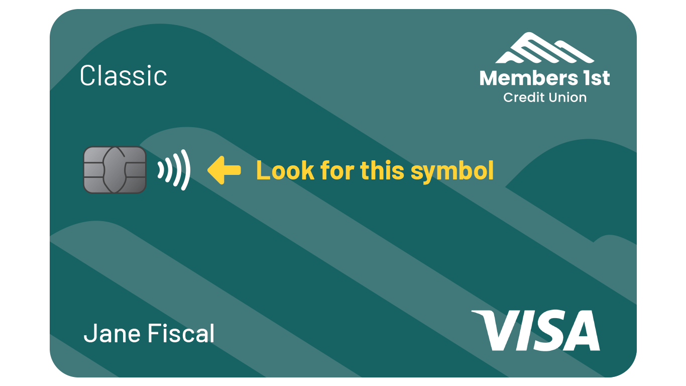Members 1st VISA Memberperks rewards card with the new contactless symbol