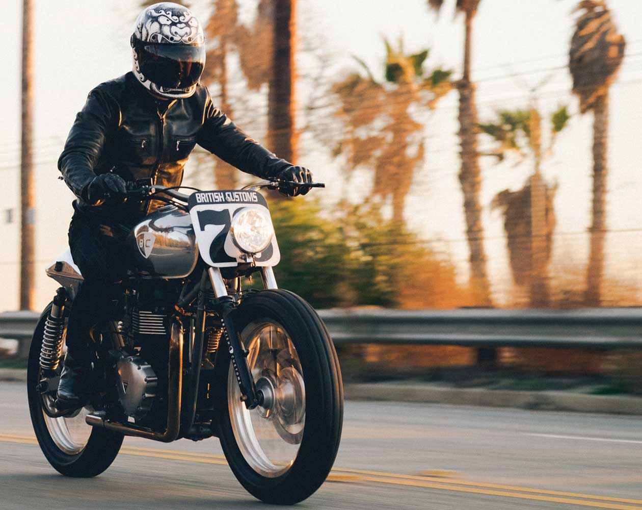 Motorcyclist driving on a road