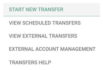 Mobile App Start a new Transfer