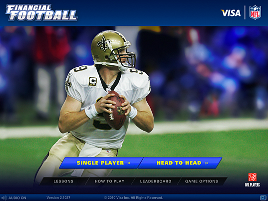 Screen shot of the financial football game