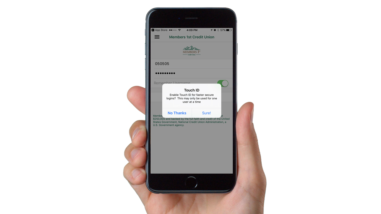 Touch ID Available in Members 1st Mobile App